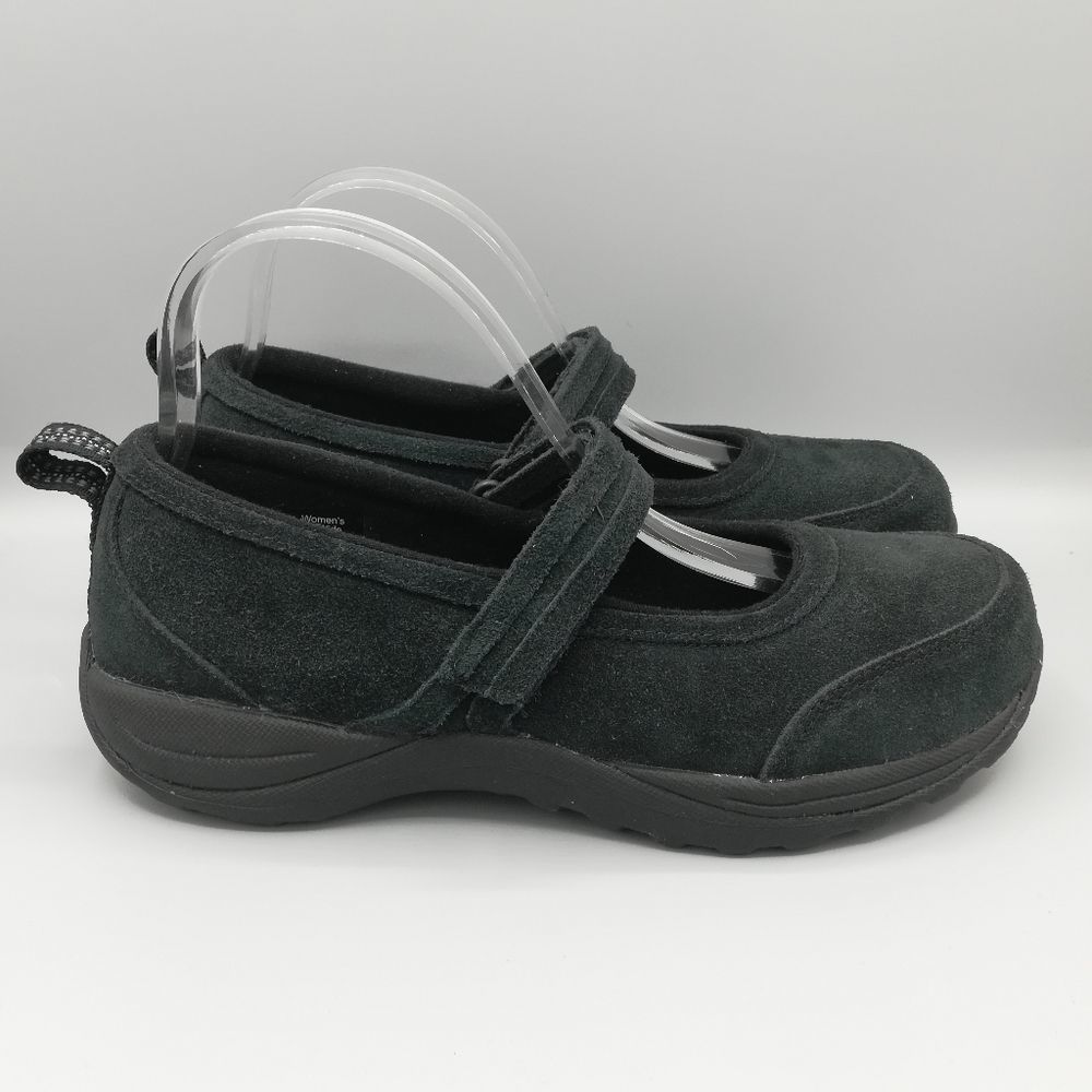 L.L. Bean Black Suede Comfort Mocs Mary Jane Shoes - Women's 9.5 Wide